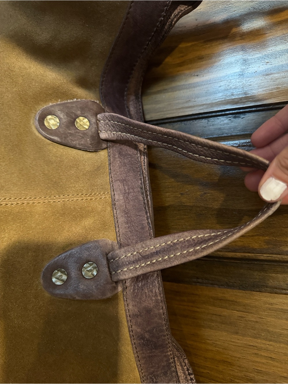 Free People We The Free Suede Tote Bag with Leather Trim - Picture 2 of 8